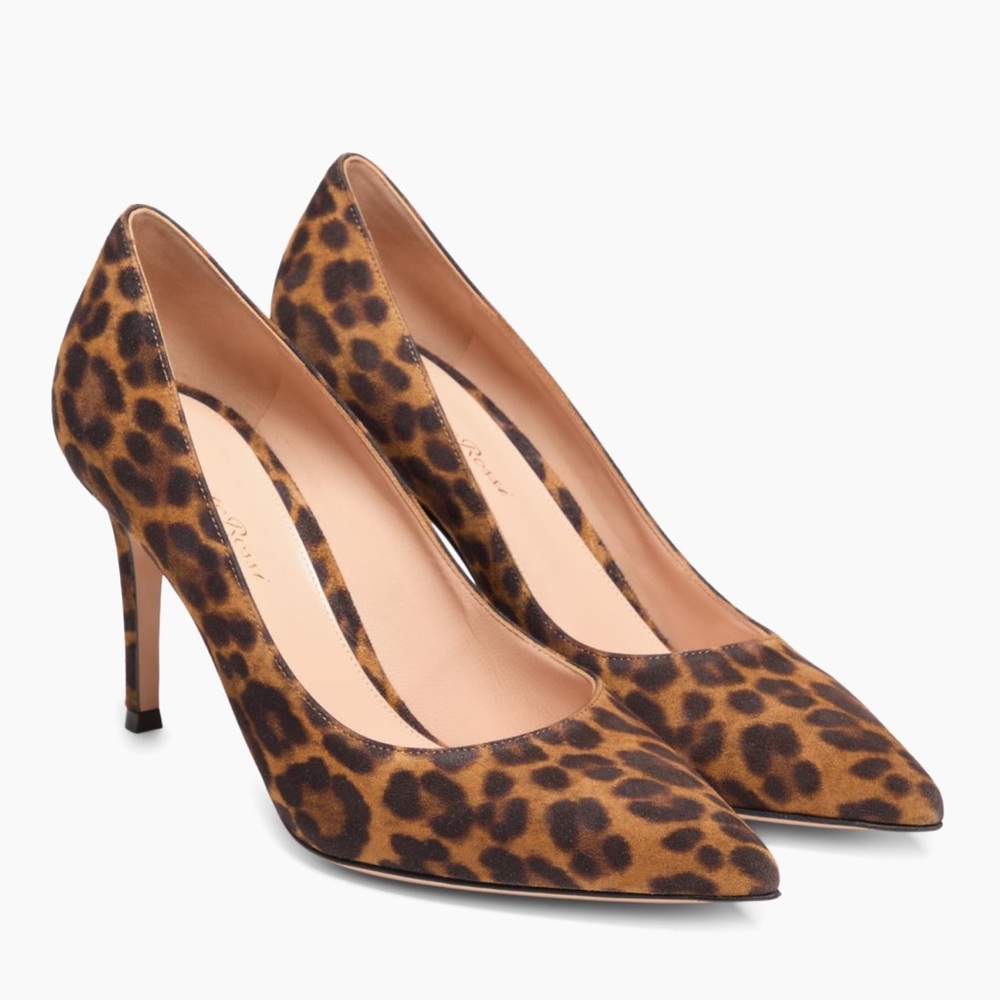 Gianvito Rossi Camoscio Leopard Print Pumps